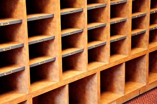 Laminate Administration Mailbox Slots with Storage Bins 