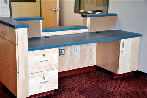 Maple Wood Panels with Reveals and Corian Top Administration Desk for Vice Principal
